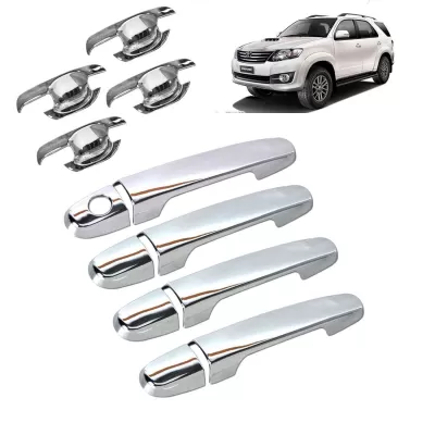 Toyota Fortuner Old 2008-2015 Door Handle Chrome Cover With Finger Bowl - Set Of 8