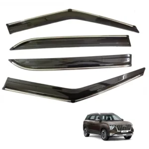 Hyundai Alcazar Car Window Door Visor with Chrome Line (Set Of 4 Pcs.)