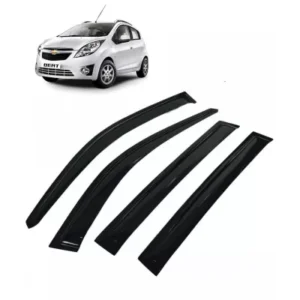 Car Window Door Visor For Chevrolet Beat Set Of 4 (Black)