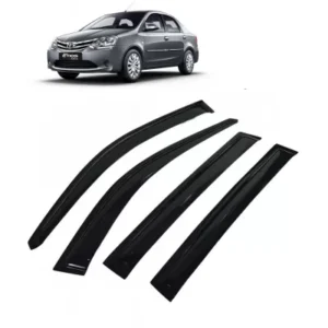 Car Window Door Visor For Toyota Etios Set Of 4 (Black)