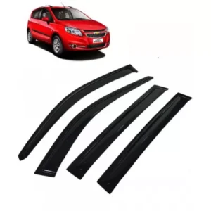 Car Window Door Visor For Chevrolet Sail Hatchback Set Of 4 (Black)