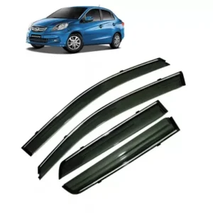 Honda Amaze Car Window Door Visor with Chrome Line (Set Of 4 Pcs.)