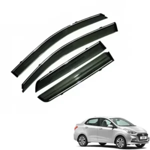 Hyundai Xcent Car Window Door Visor with Chrome Line (Set Of 4 Pcs.)