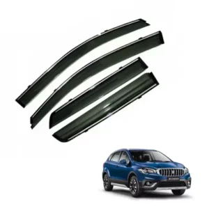 Maruti Suzuki S Cross Car Window Door Visor with Chrome Line (Set Of 4 Pcs.)