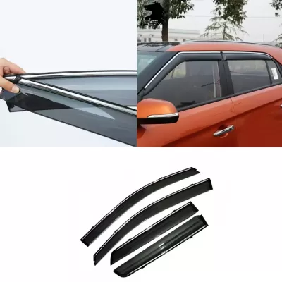Cnleague Tata Harrier 2019 Onwards Car Window Door Visor with Chrome Line