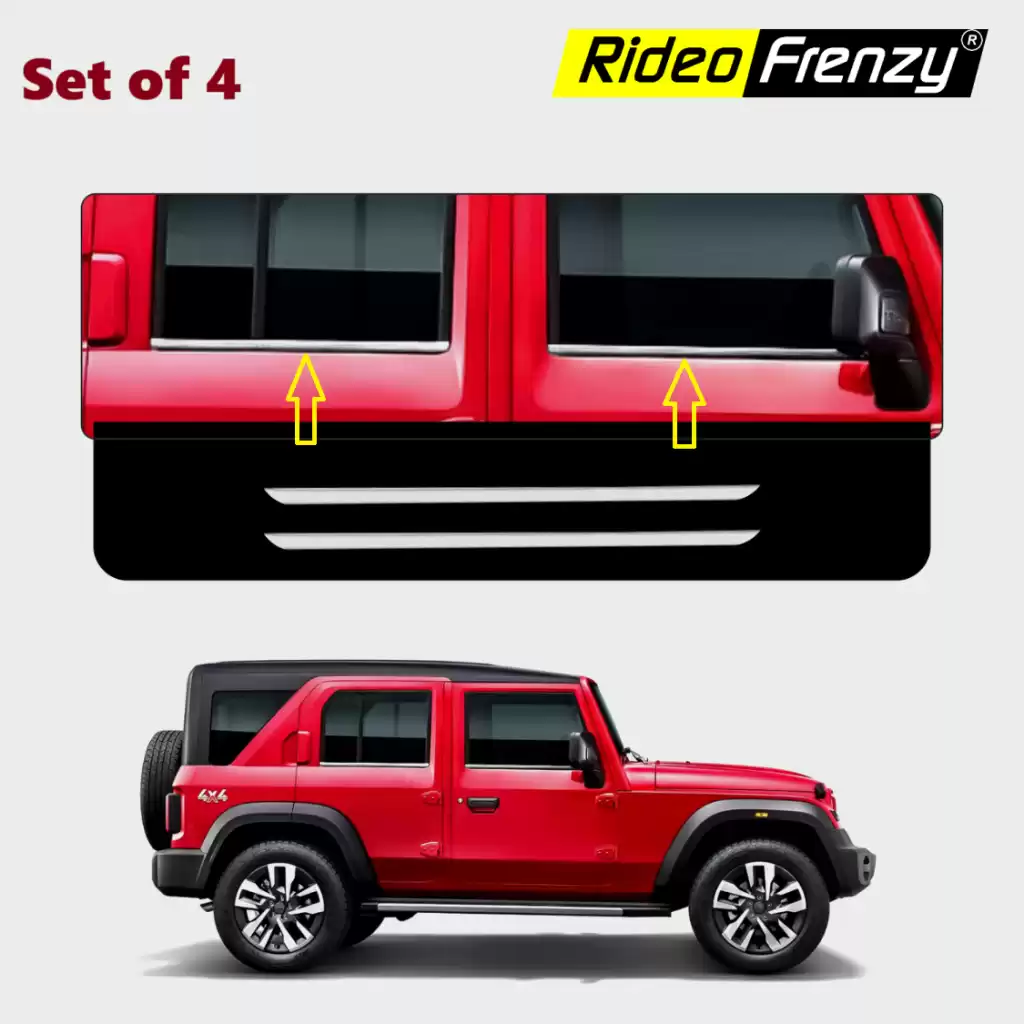 GFX Lower Window Chrome Garnish for Mahindra Thar Roxx 2024 Onwards - Image 2