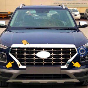 Hyundai Venue Complete Front Grill and Trunk Steamer Chrome Garnish Trim in ABS Material (Set of 5 Pcs)