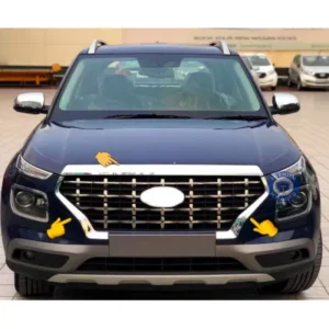 Hyundai Venue Front Grill Bonnet and Side Grill Chrome Garnish Trim in ABS Material (Set of 3 Pcs)